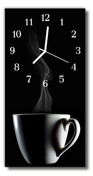Ceas de perete din sticla vertical Bucătărie ceașcă de cafea neagră