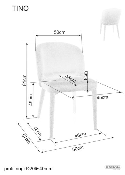 Scaun de sufragerie TINO WIND, gri