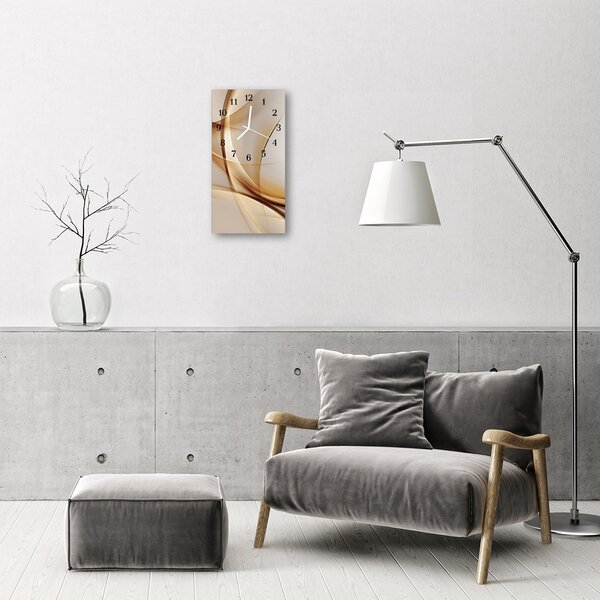 Ceas de perete din sticla vertical Art Abstracție bej