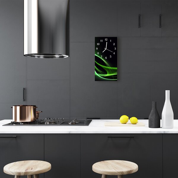 Ceas de perete din sticla vertical Arta abstractizare linii negre