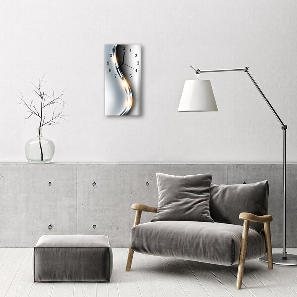 Ceas de perete din sticla vertical Modern metal argintiu metalizat