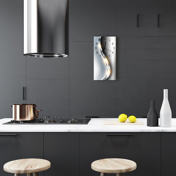 Ceas de perete din sticla vertical Modern metal argintiu metalizat