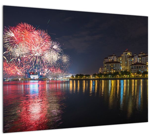 Tablou cu artificii in Singapur (70x50 cm)