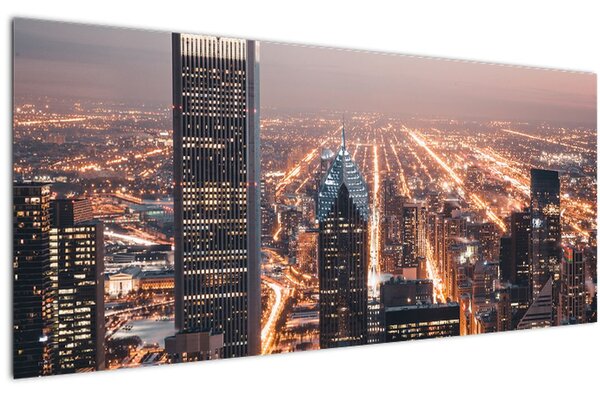 Tabloul cu metropolă luminată (120x50 cm)