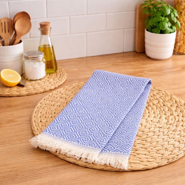 Prosop bucatarie bumbac 100% peshtemal, 30x50cm, Colored albastru