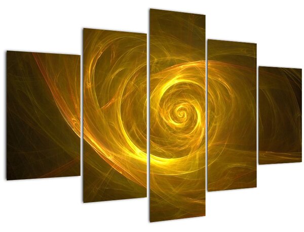 Tabloul cu spirala abstractă în galben (150x105 cm)