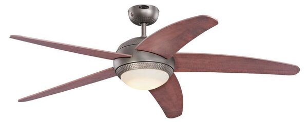 Ventilator de tavan cu LED-uri Bendan, din lemn, silențios – Westinghouse Westinghouse, Bendan, reglabil, Maro / Rugină, Camera de zi, Lemn, Modern