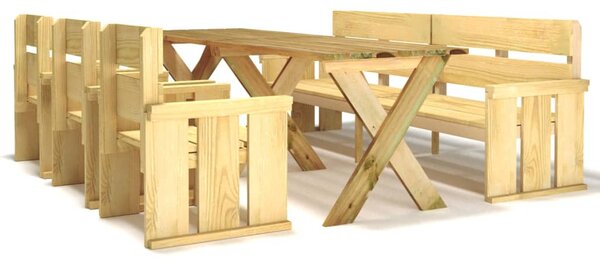 Set mobilier de grădină, 5 piese, lemn de pin tratat