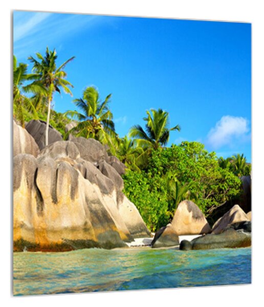 Tablou cu plaja de mare cu palmieri (30x30 cm)