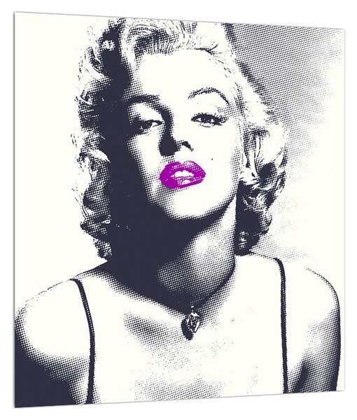 Tablou cu Marilyn Monroe cu buze violete (30x30 cm)