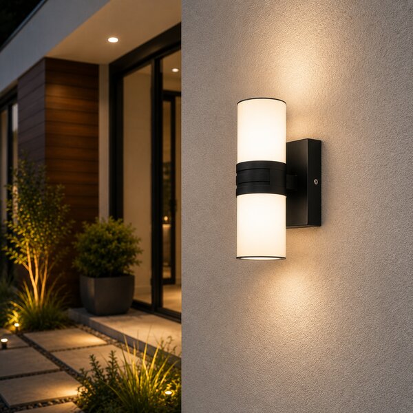 Aplica LED Erste Edon 18W Exterior IP65, Lumina Neutra 4000K, Design Modern Negru Mat, Iluminat Fatada Rezistent la Intemperii, Economica Sigura