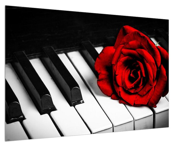 Tablou trandafirul și pian (90x60 cm)