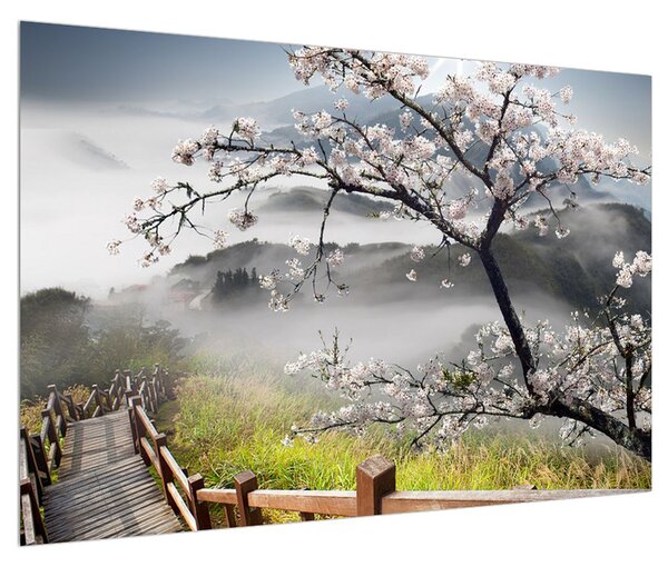 Tablou cu peisaj înflorit de primăvară (90x60 cm)