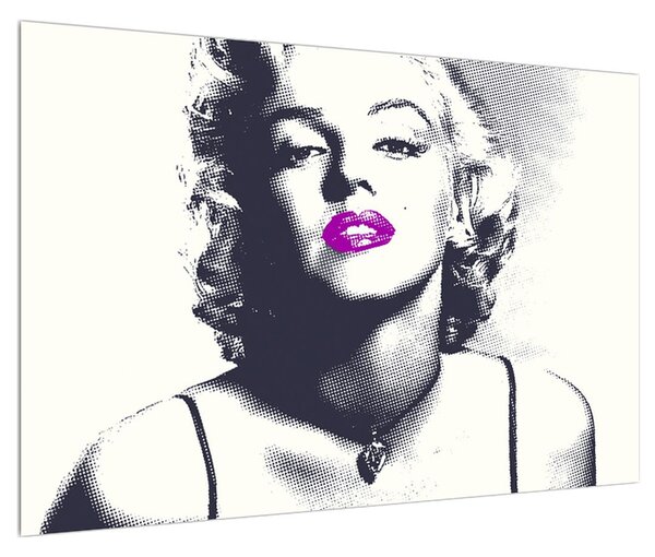Tablou cu Marilyn Monroe cu buze violete (90x60 cm)