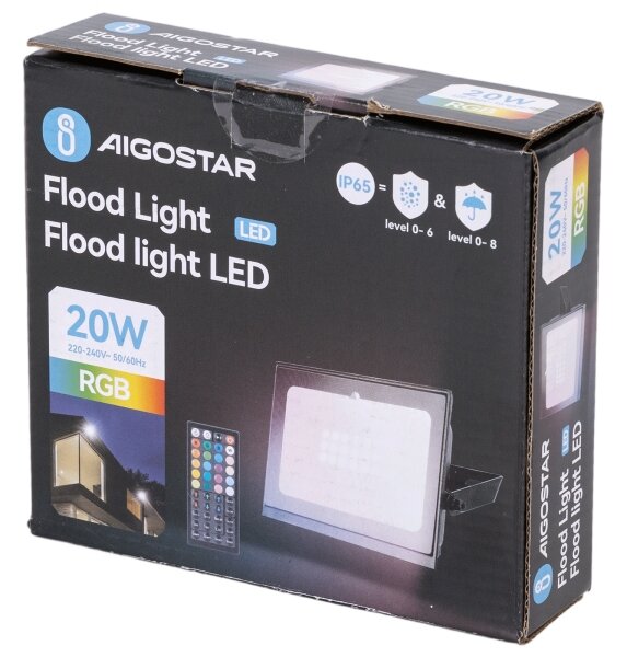 Aigostar - Proiector LED RGB reglabil, 10W, 230V, IP65 + telecomandă