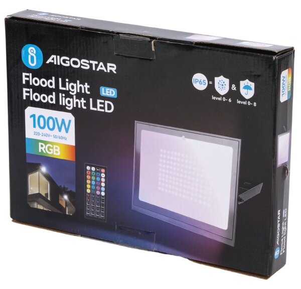 Aigostar - Proiector LED RGB reglabil LED/100W/230V IP65 + telecomandă