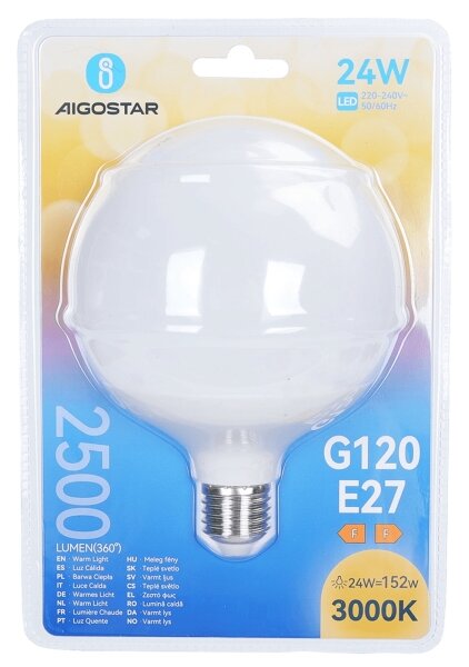 Bec LED G120 E27/24W/230V 3000K - Aigostar