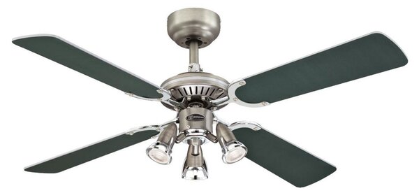 Ventilator Princess Euro cu 3 becuri, argintiu/grafit - Westinghouse Westinghouse, Princess Euro, Gri, Camera de zi, Lemn