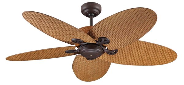 Ventilator de tavan Fijian II, maro, Ø 132 cm, silențios - Beacon Beacon Lighting, Fijian II, Maro / Rugină, Camera de zi, Plastic