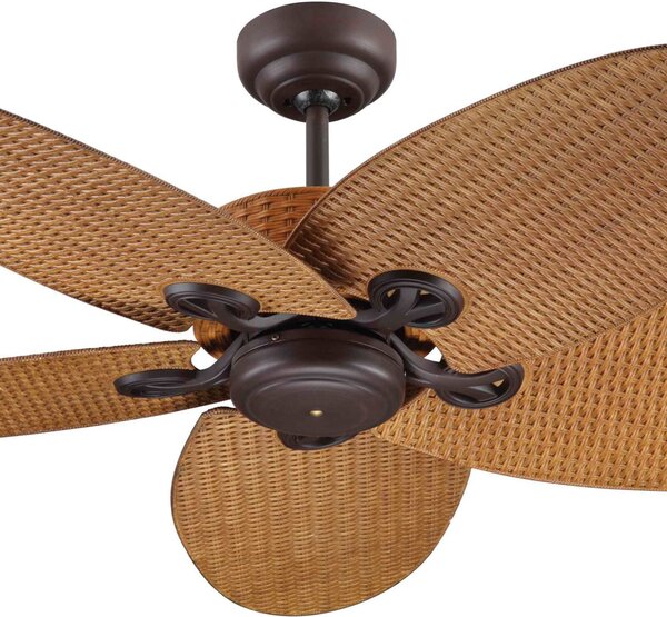Ventilator de tavan Fijian II, maro, Ø 132 cm, silențios - Beacon Beacon Lighting, Fijian II, Maro / Rugină, Camera de zi, Plastic