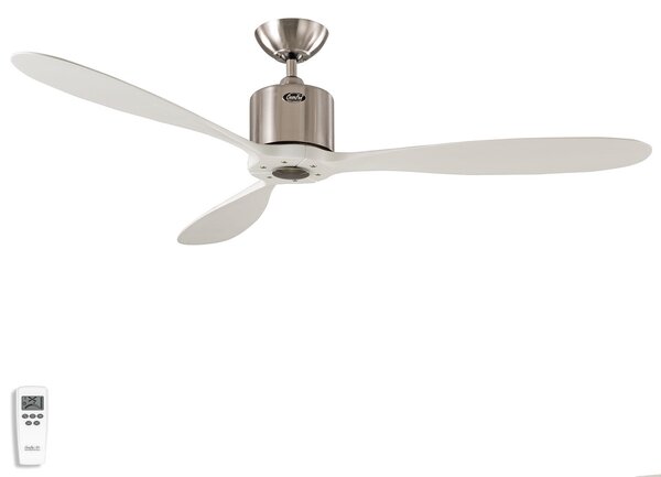 Ventilator de tavan AEROPLAN ECO, crom/alb, Ø 132 cm, silențios CasaFan, Aeroplan Eco, Alb, Camera de zi, Lemn, Modern