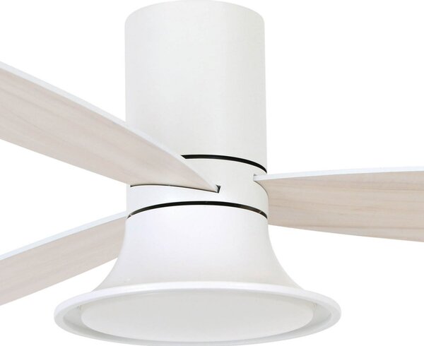 Ventilator de tavan Flusso cu lumină, alb, Ø 132 cm, silențios - Beacon Beacon Lighting, Flusso, reglabil, Alb, Camera de zi, Lemn, Modern
