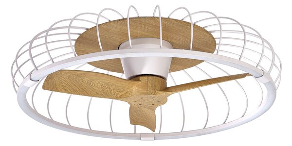 Ventilator de tavan NATURE cu LED, aplicație CCT, alb/fag - Mantra Mantra Iluminación, Nature, reglabil, Alb, Camera de zi, Plastic
