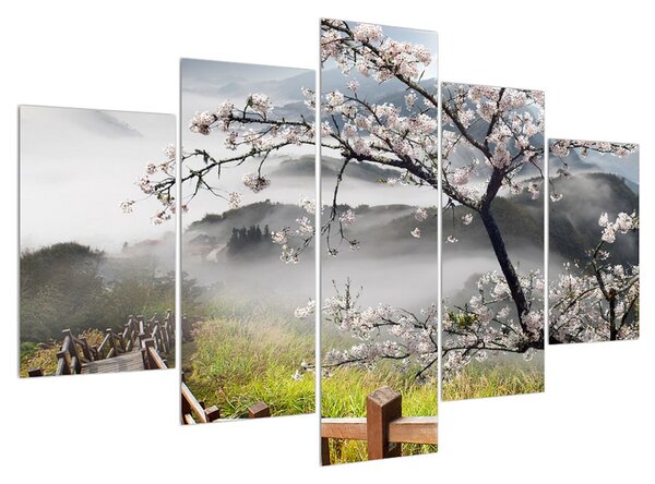 Tablou cu peisaj înflorit de primăvară (150x105 cm)
