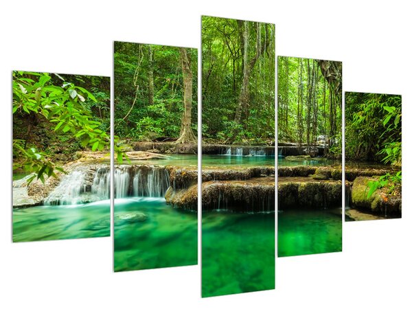 Tablou cu râu de pădure cristalin (150x105 cm)