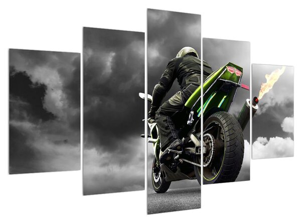 Tablou cu motociclist pe motocicletă (150x105 cm)