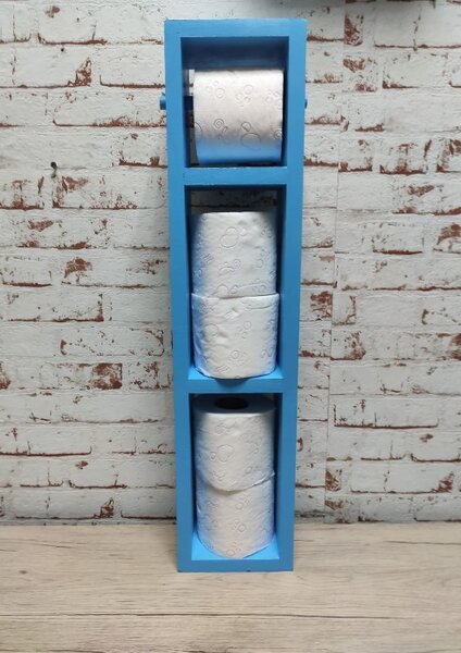 Suport hartie igienica, cu prindere in perete, Munich, 15 x 60.2 x 11.4 cm, bleu