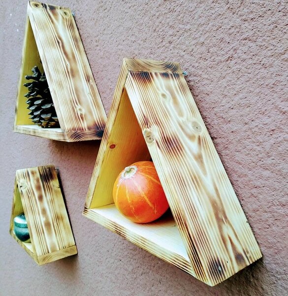 Set trei rafturi de perete, Capetown, natur, 34.5x30x9.5 cm