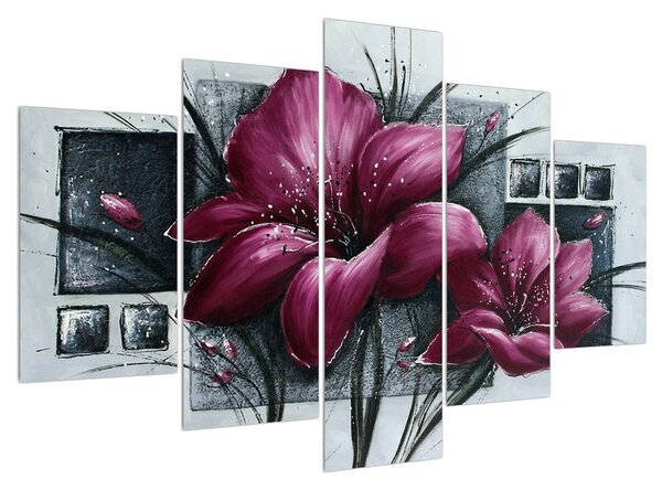 Tablou modern cu flori (150x105 cm)