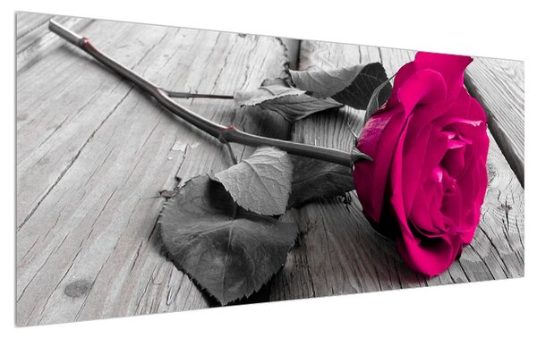 Tablou cu trandafirul roz (120x50 cm)