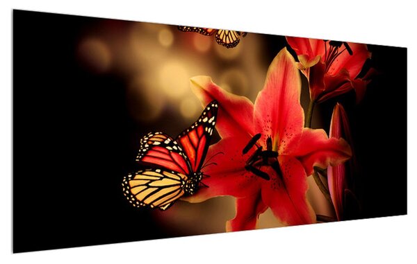 Tablou cu crin și fluture (120x50 cm)