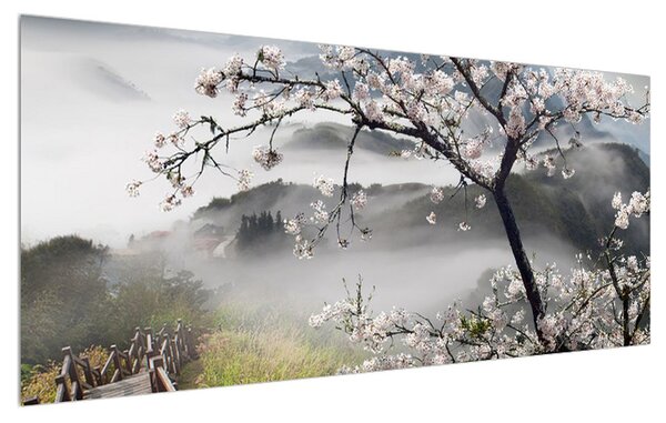 Tablou cu peisaj înflorit de primăvară (120x50 cm)