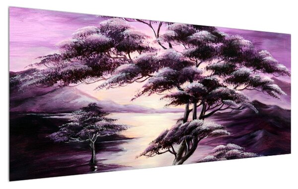 Tablou cu copac violet (120x50 cm)