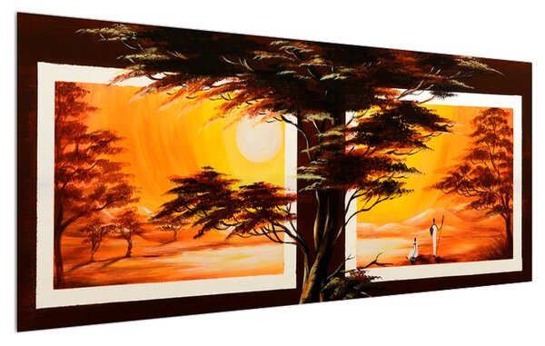 Tablou cu copaci în savana (120x50 cm)