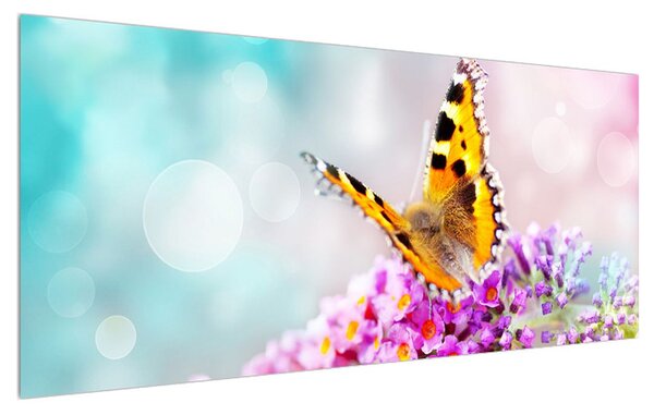 Tablou cu fluture pe flori (120x50 cm)