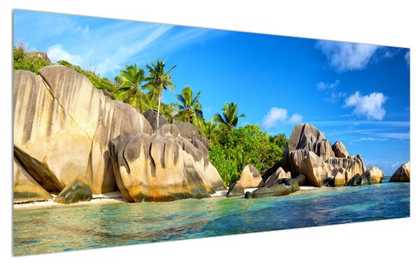 Tablou cu plaja de mare cu palmieri (120x50 cm)