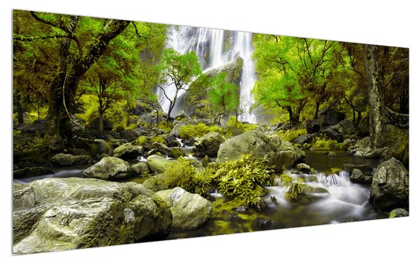 Tablou cu peisaj de pădure cu râu (120x50 cm)