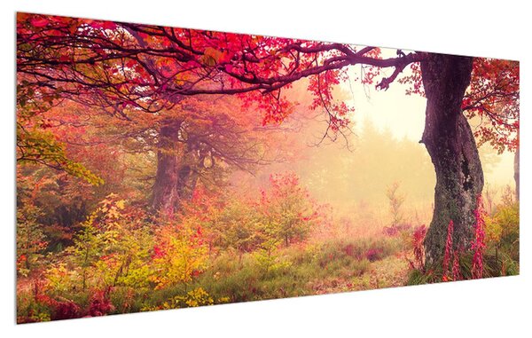 Tablou cu peisaj de pădure toamna (120x50 cm)