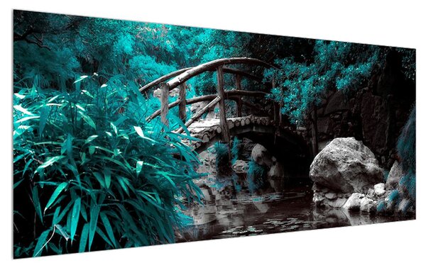 Tablou cu pod din lemn peste râu (120x50 cm)