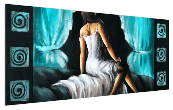 Tablou cu femeie în rochie (120x50 cm)