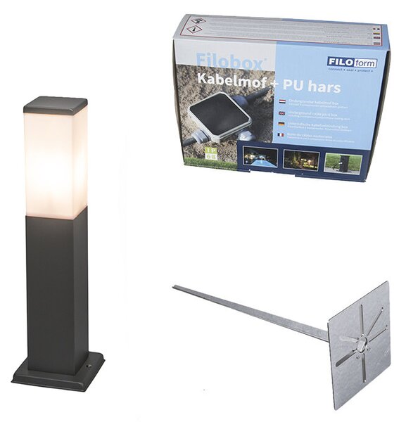 Lampă modernă de exterior pentru stâlp gri închis cu opal 45 cm IP44 - Malios