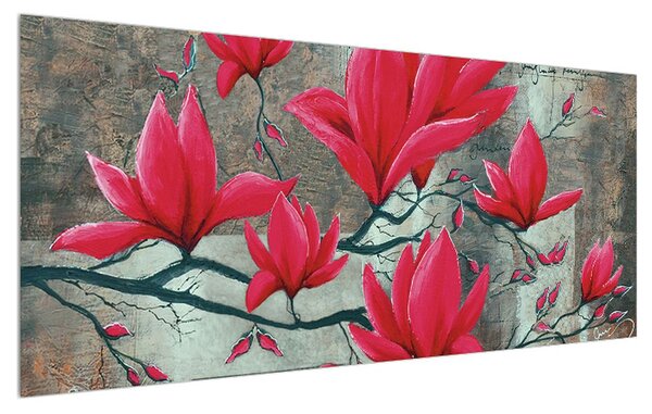 Tablou cu flori roșii (120x50 cm)