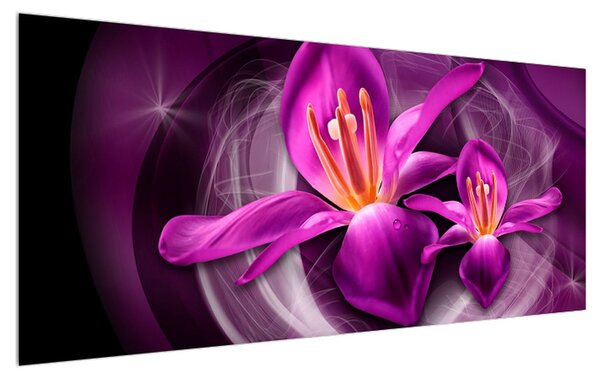 Tablou modern cu flori violete (120x50 cm)
