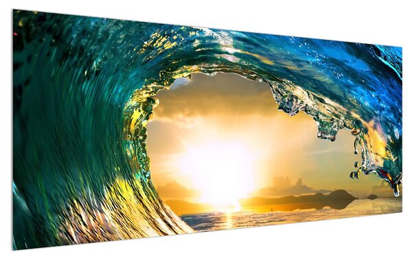 Tablou cu răsărit de soare și apă (120x50 cm)