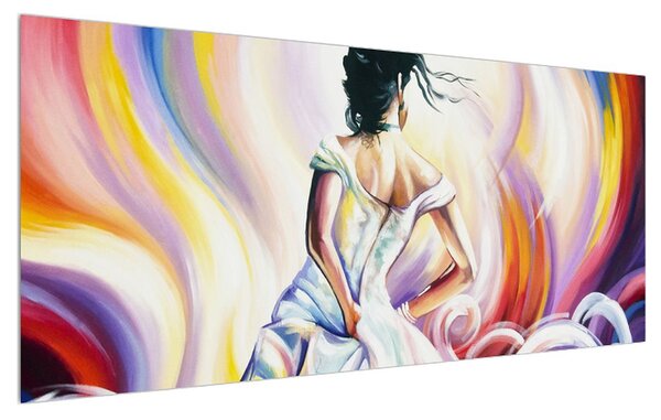 Tablou cu dansatoare în rochie (120x50 cm)