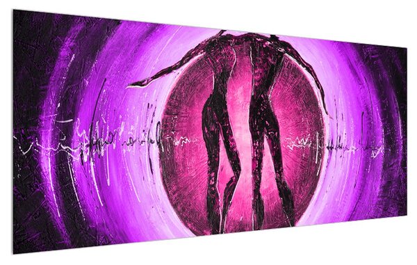 Tablou modern violet cu două persoane (120x50 cm)